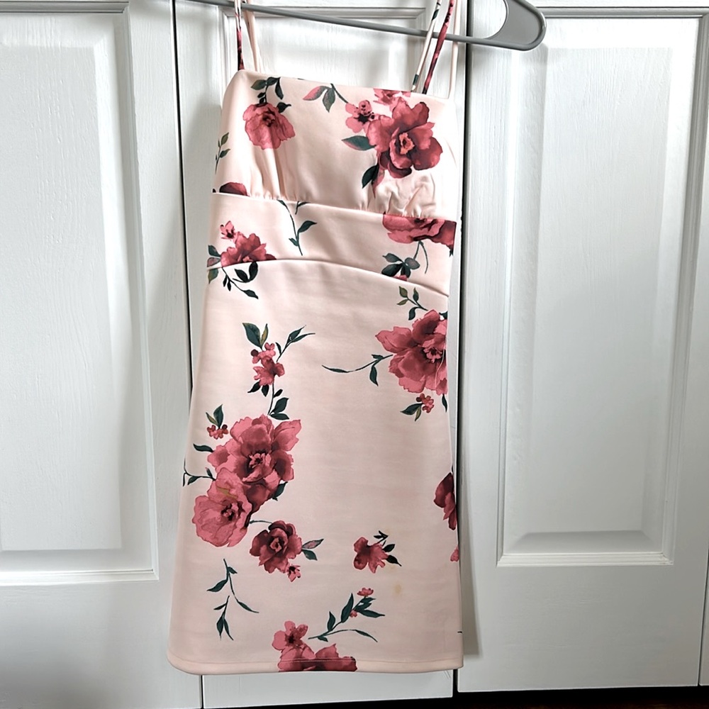 pink floral homecoming dress